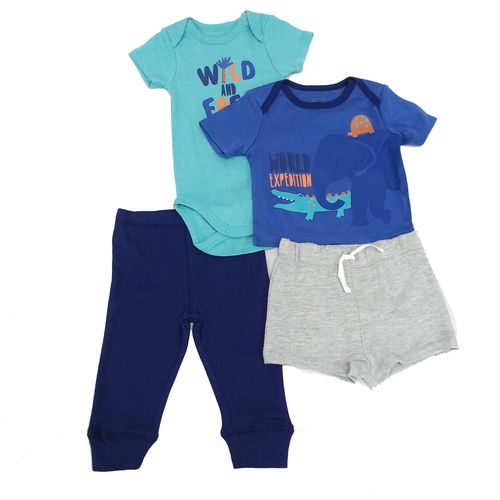 Conjunto de 4 piezas multicolor con estampado para bebé niño