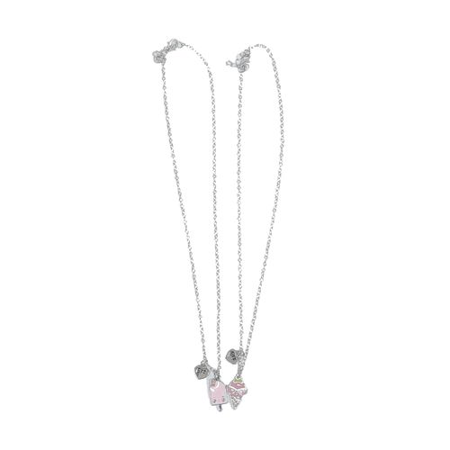 Set de 2 collares plateado sólido para niña