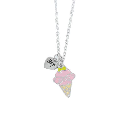 Set de 2 collares plateado sólido para niña