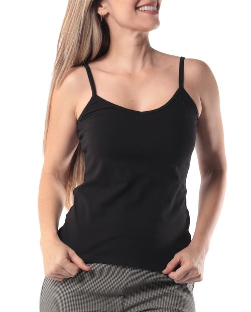Camiseta Sabrina tank top negra de tirantes para mujer