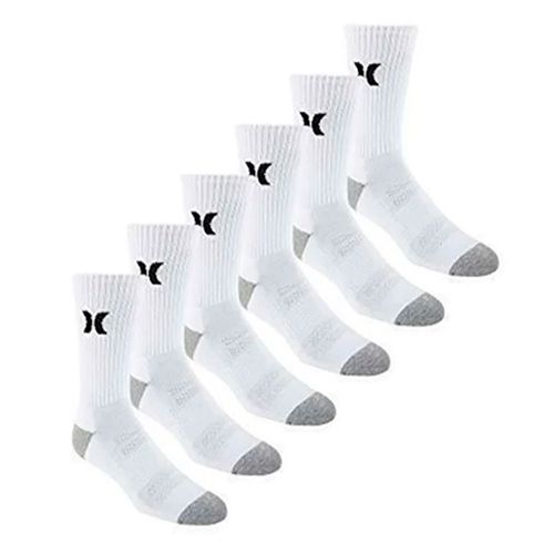 Paquete de 6 pares de calcetines mid calf blancos color block para hombre