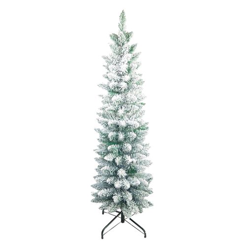 Árbol navideño nevado tipo lápiz 5 pies (150 cm) con 169 puntas