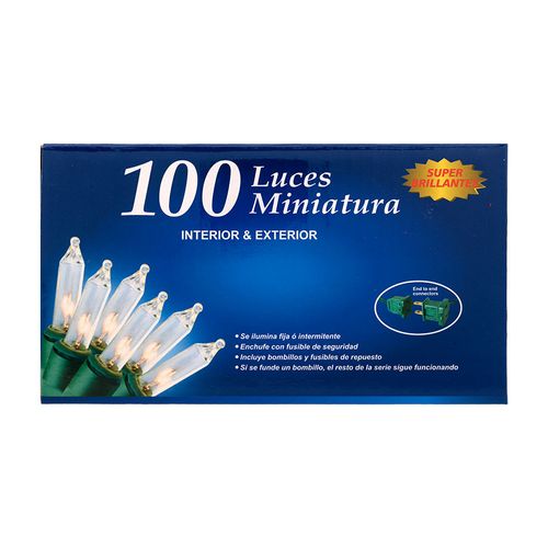 Caja de 100 luces cable verde focos clear