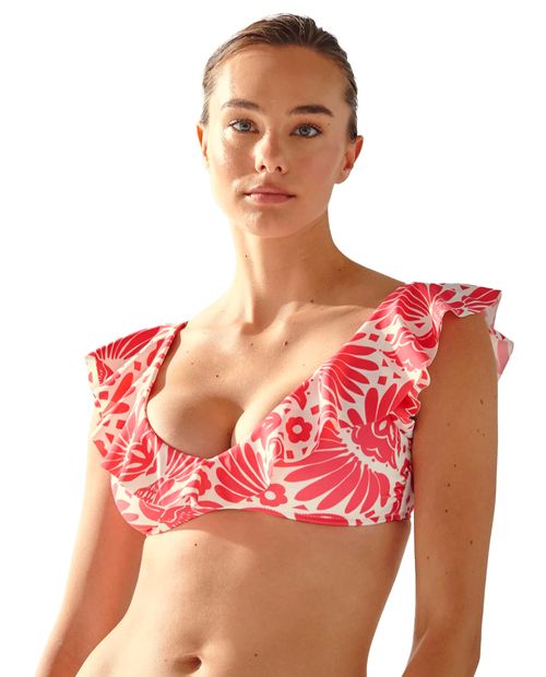 Bikini top Enfasis estampada sin mangas para mujer