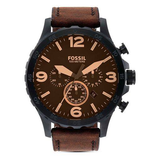 Reloj análogo cuero café hombre