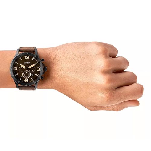 Reloj análogo cuero café hombre