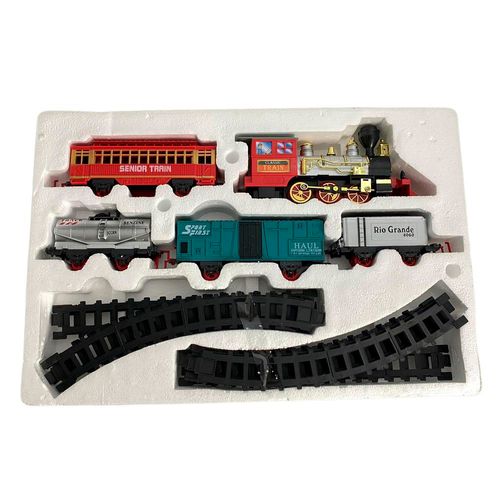 Set de tren navideño con luces y música 22p 220cm x 79cm