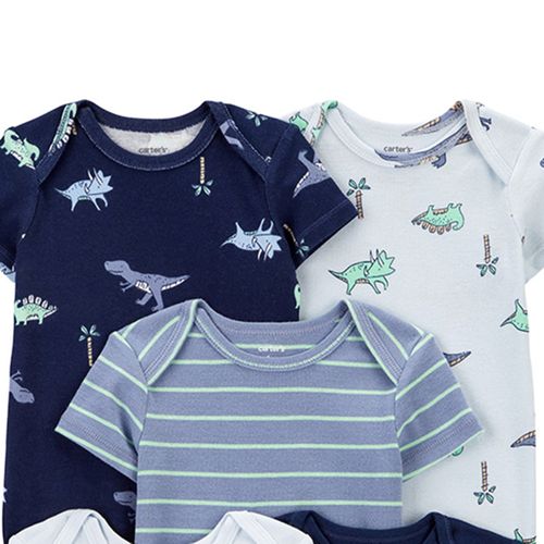 Set de 5 mamelucos multicolor con estampado de dinosaurios para bebé niño