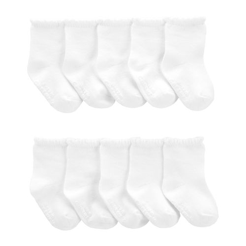 Set de 10 pares de calcetines blanco sólido para bebé niño