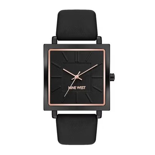 Reloj Nine West análogo de cuero negro para mujer