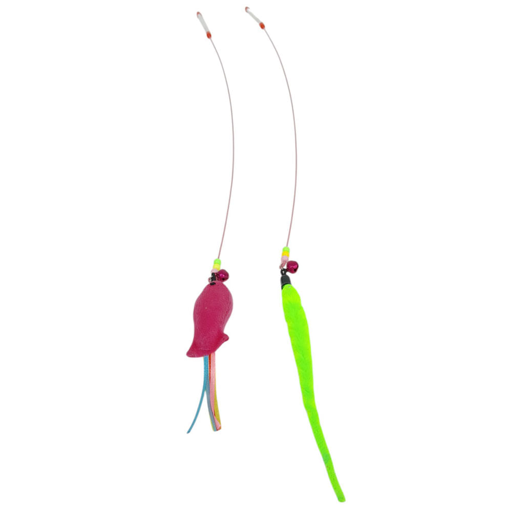 Caña con plumas para gato