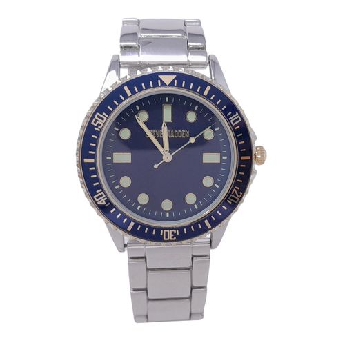 Reloj Steve Madden análogo metálico plateado para hombre