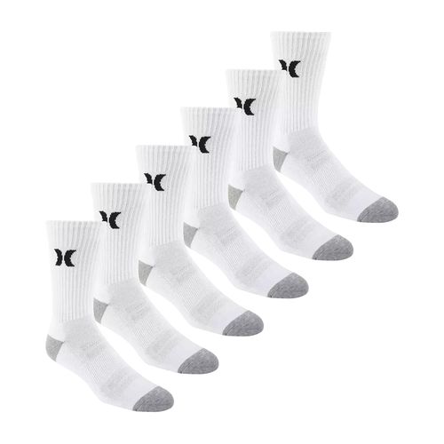 Pack de 6 pares de calcetines Hurley crew blancos texturizados para hombre