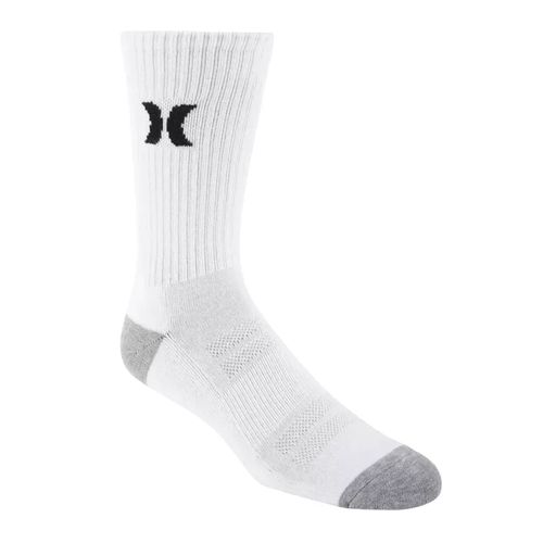 Pack de 6 pares de calcetines Hurley crew blancos texturizados para hombre