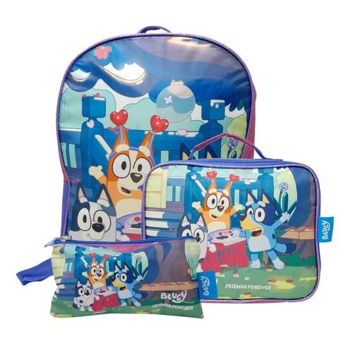Set escolar de 3 piezas mochila, estuche y loncheras Bluey