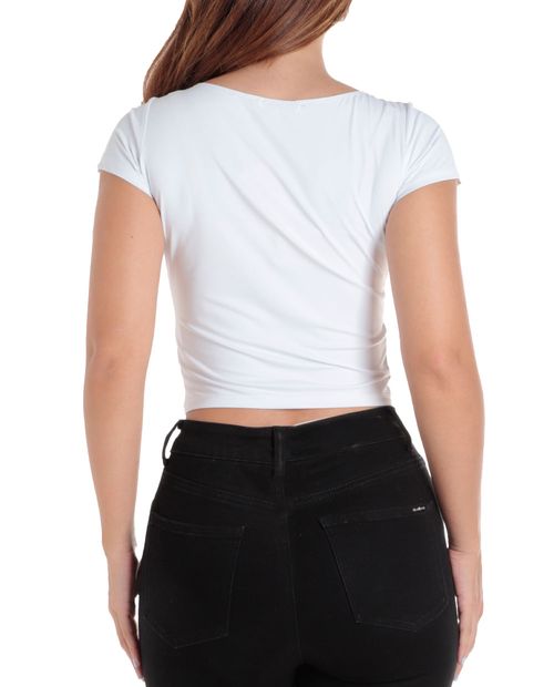 Blusa Orange crop top blanca manga corta para mujer