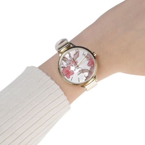 Reloj Nine West análogo de cuero blanco para mujer