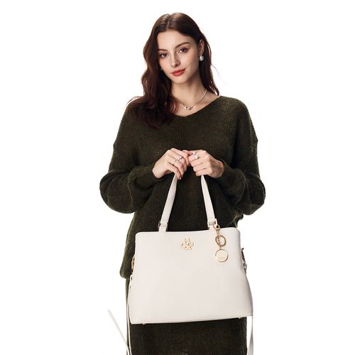 Cartera satchel H&Co. color blanco para mujer
