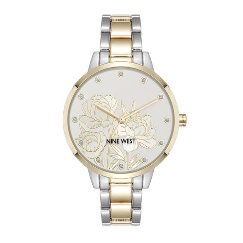Reloj Nine West analogo redondo de metal en plateado/dorado para mujer