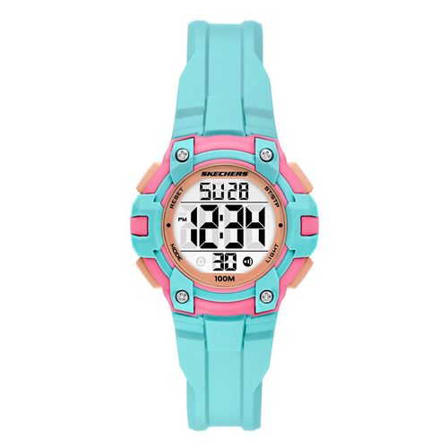 Reloj Skechers digital de poliuretano celeste para mujer