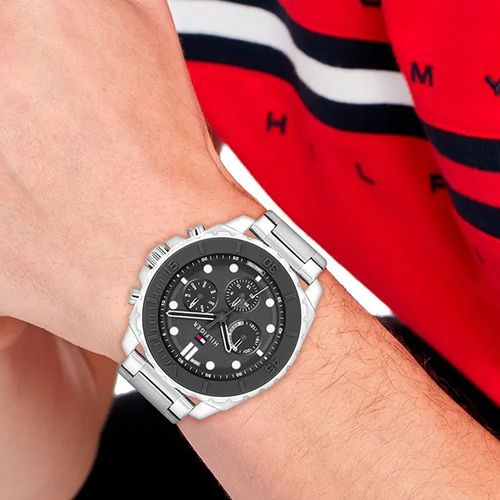 Reloj Tommy Hilfiger análogo cronógrafo metálico plateado para hombre