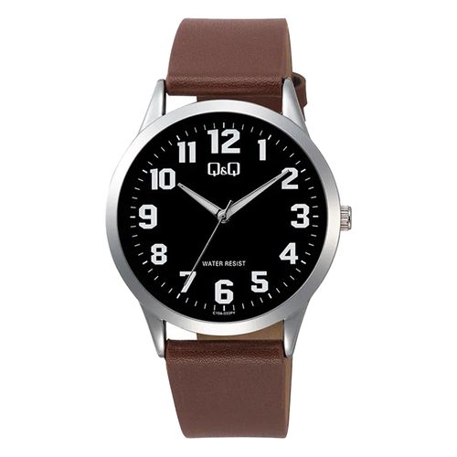 Reloj Q&Q análogo de cuero café para hombre