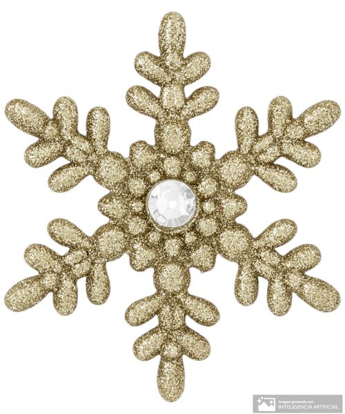 Adorno colgante decorativo copo de nieve champagne 10 cm
