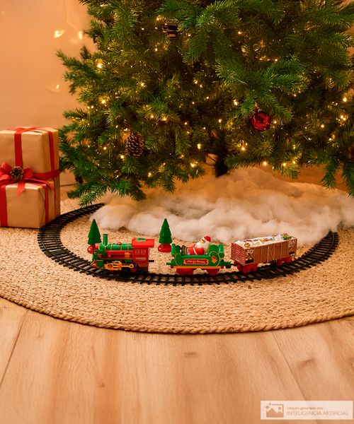 Tren navideño con luz y música 78 x 78 cm