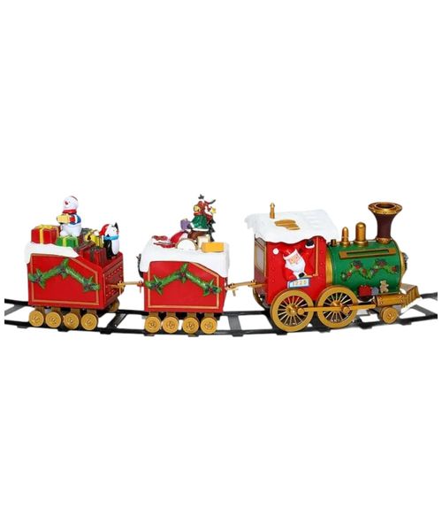 Tren navideño decorativo con movimiento luz y música 136 cm