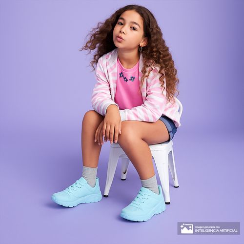 Zapato deportivo casual Skechers turquesa para niña