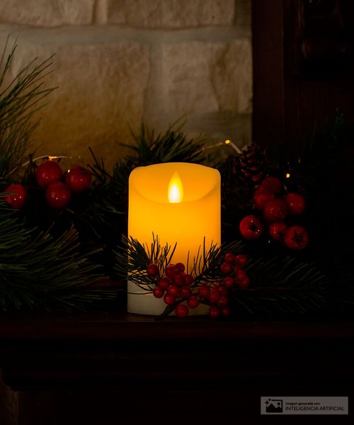 Vela decorativa con luz led 7.5 x 10 cm