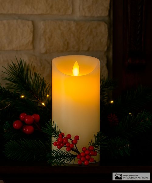 Vela decorativa con luz led 7.5 x 12.5 cm