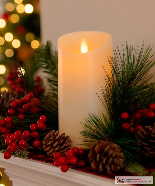 Vela decorativa con luz led 7.5 x 15 cm