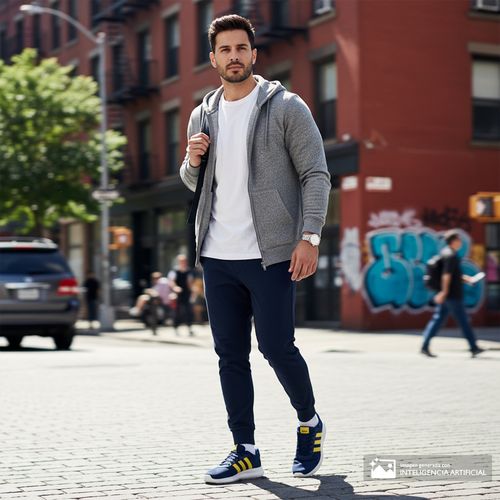 Zapato Adidas Lite Racer deportivo casual azul para hombre