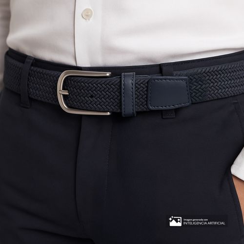 Cinturón casual Sfera azul navy texturizado para hombre