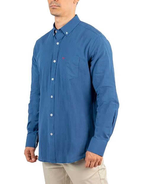 Camisa casual Oscar de la Renta classic fit azul heather para hombre