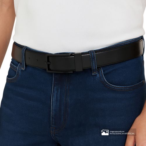 Cinturón de cuero Calvin Klein negro sólido para hombre