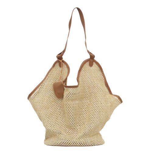 Cartera tote tipo net Sabrina café para mujer