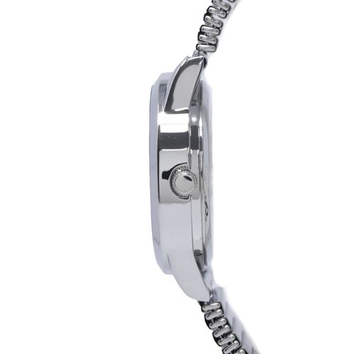 Reloj Q&Q análogo metálico plateado con esfera azul para mujer