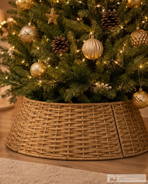 Base de mimbre para árbol de navidad café 40 x 60 x 16 cm