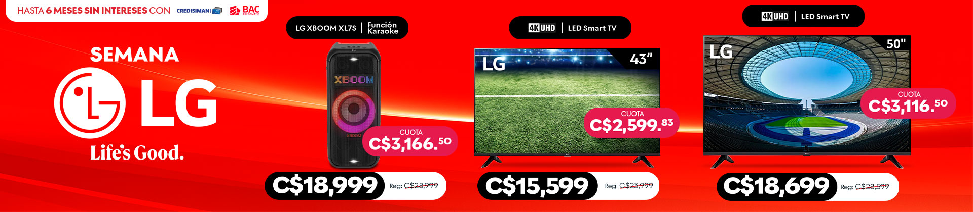 Samsung, LG pantallas hasta 6 meses sin intereses
