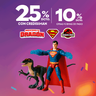 Juguetes y figuras para niños,  25%  descuento con CREDISIMAN