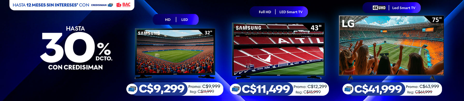Samsung, LG pantallas hasta 12 meses sin intereses con CREDISIMAN
